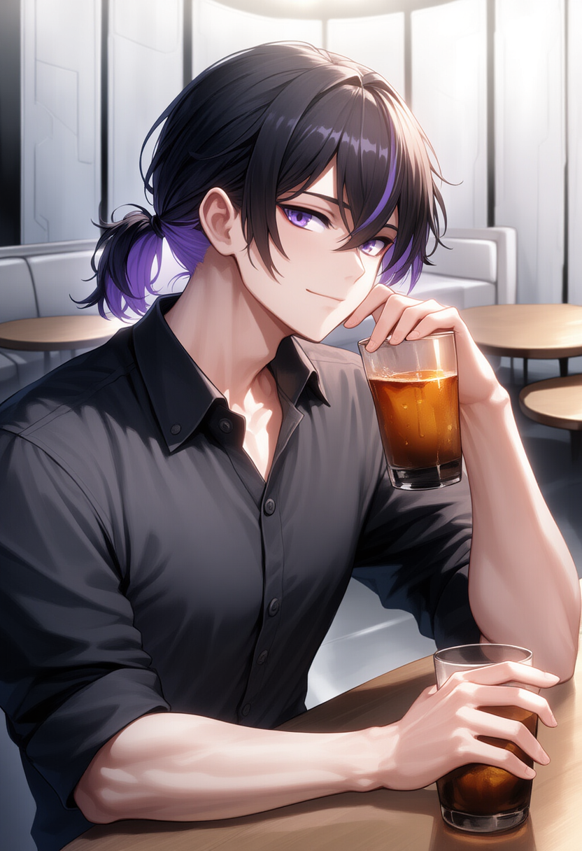 sitting at table