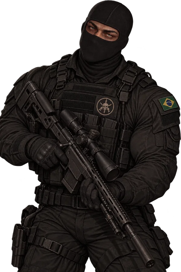 Carrasco in black BOPE uniform