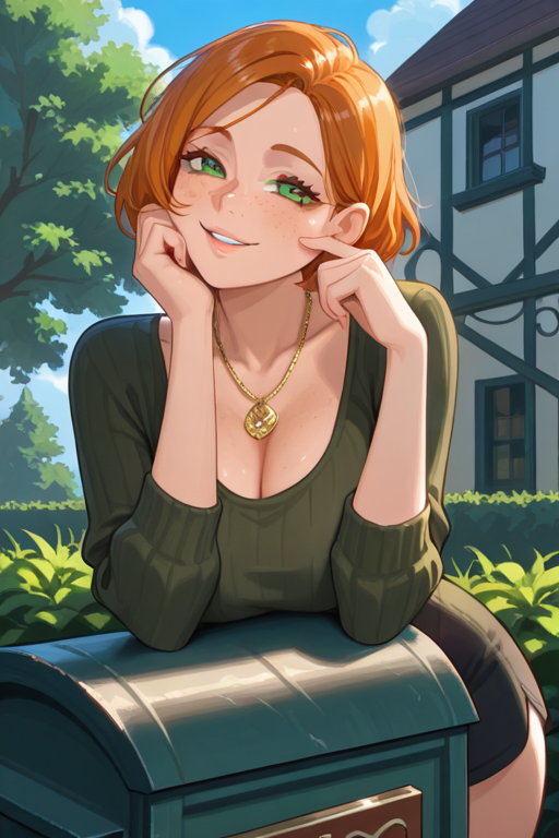 Ashley is wearing a tight green dress