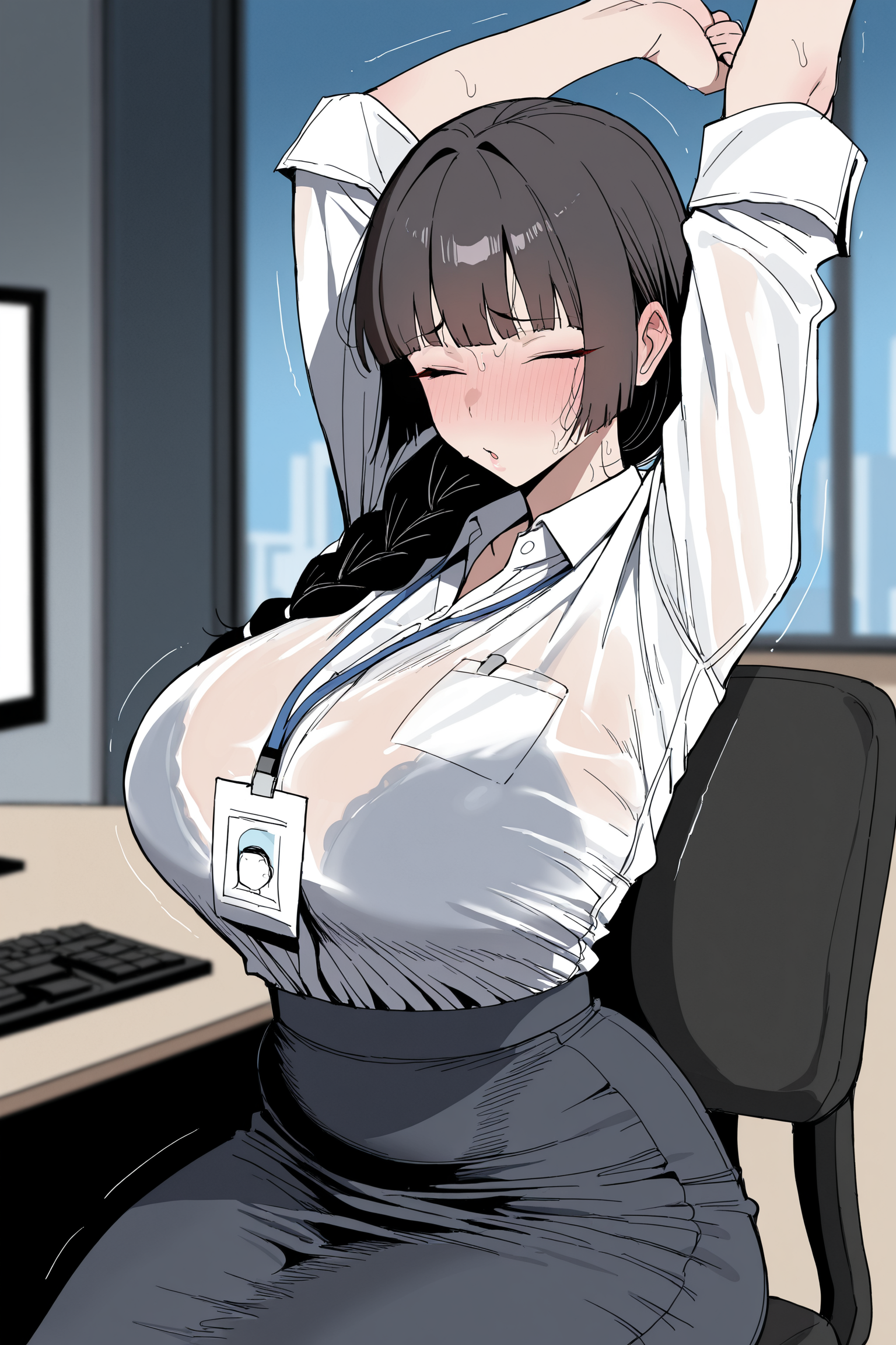 Merry can smell it that pleasant smell radiating for her armpit and cleavage and making her feel slightly dizzy, The maintenance team promised to fix the AC by this afternoon at the latest.