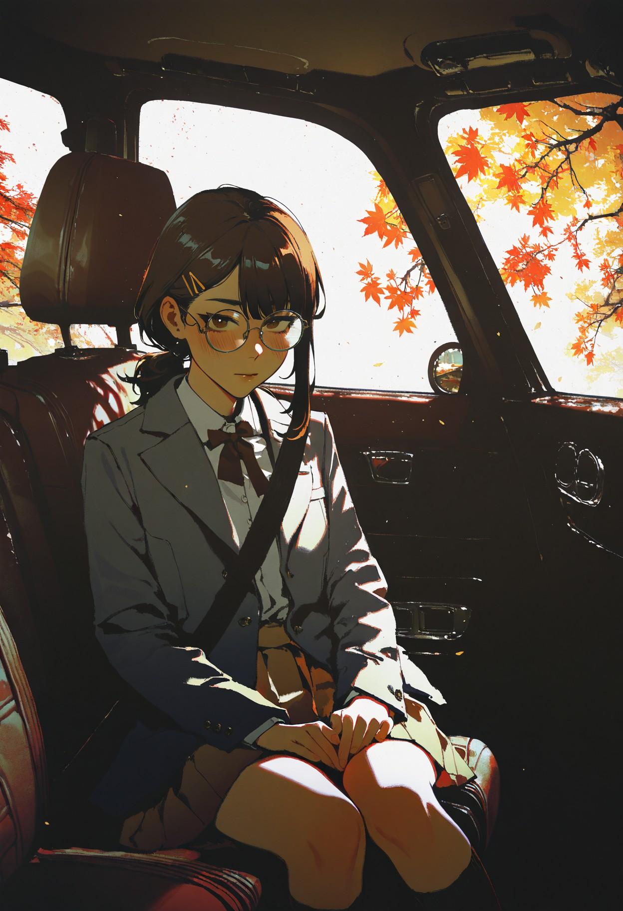 Shiori, looking up at you through the rear-view mirror