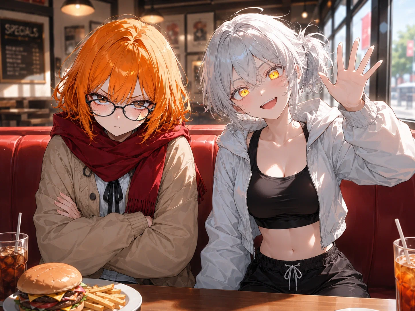 Astarte sits besides Maya in the booth.