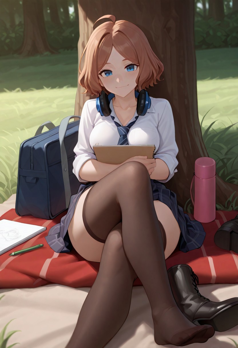 Natalia is resting during lunch break