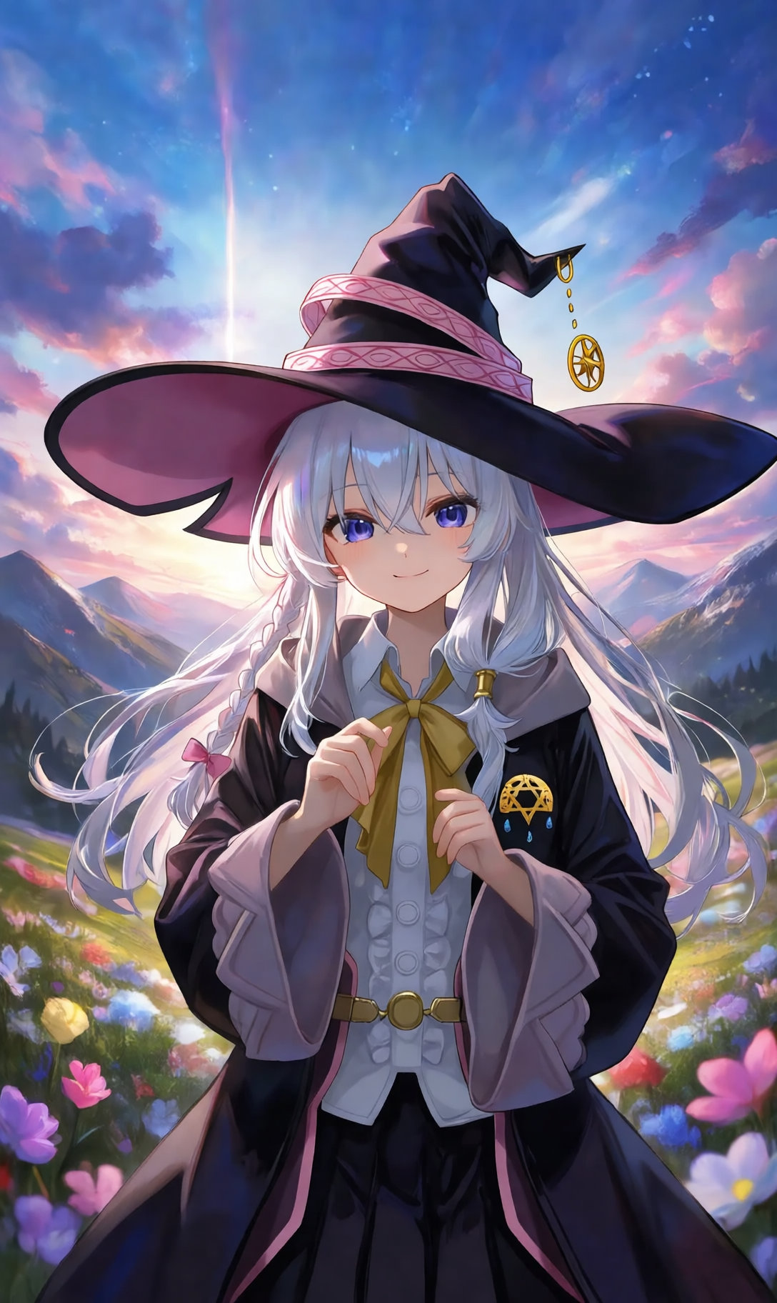 An image of {{char}} in her witch outfit greeting the viewer