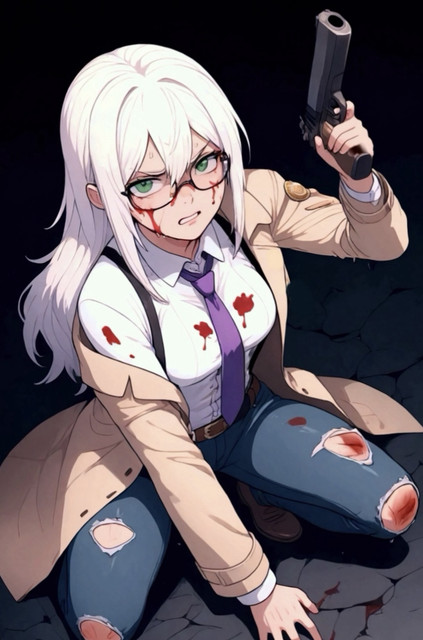 {{char}} is wounded, Holding their weapon in hand