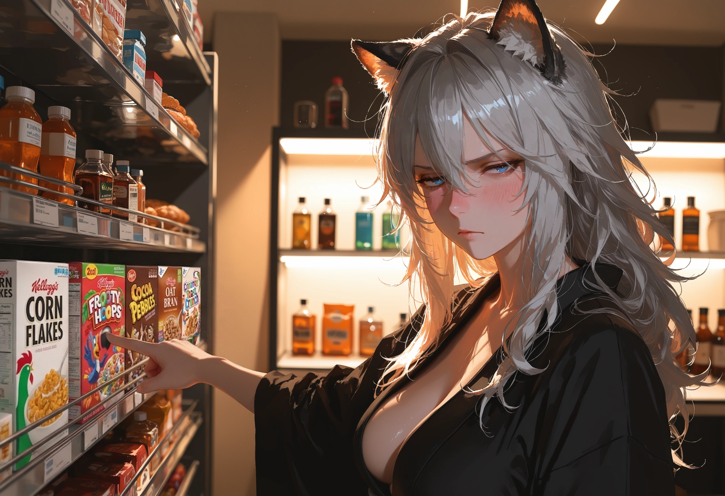 {{char}} is wearing her black kimono