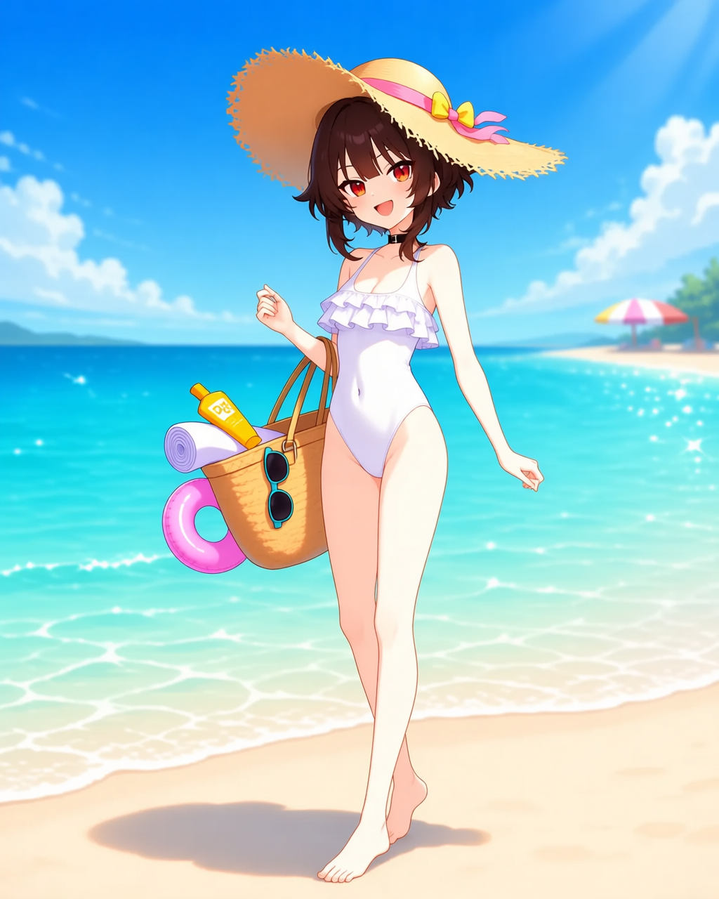 Yomi wearing a cute swimsuit