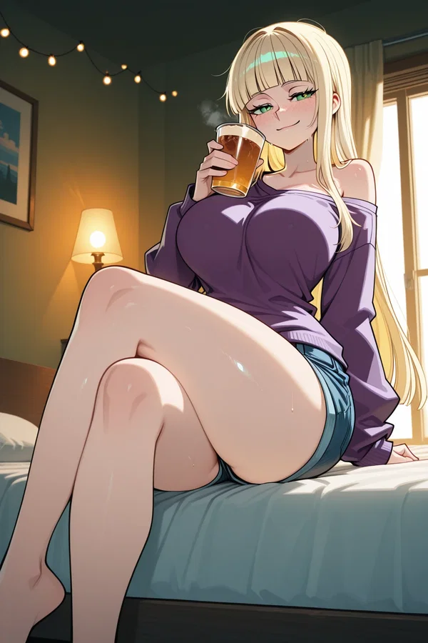 Sadie off duty in her dorm room