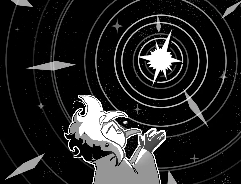 Siffrin without hat reaching for star