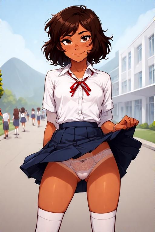 Clara in a school uniform