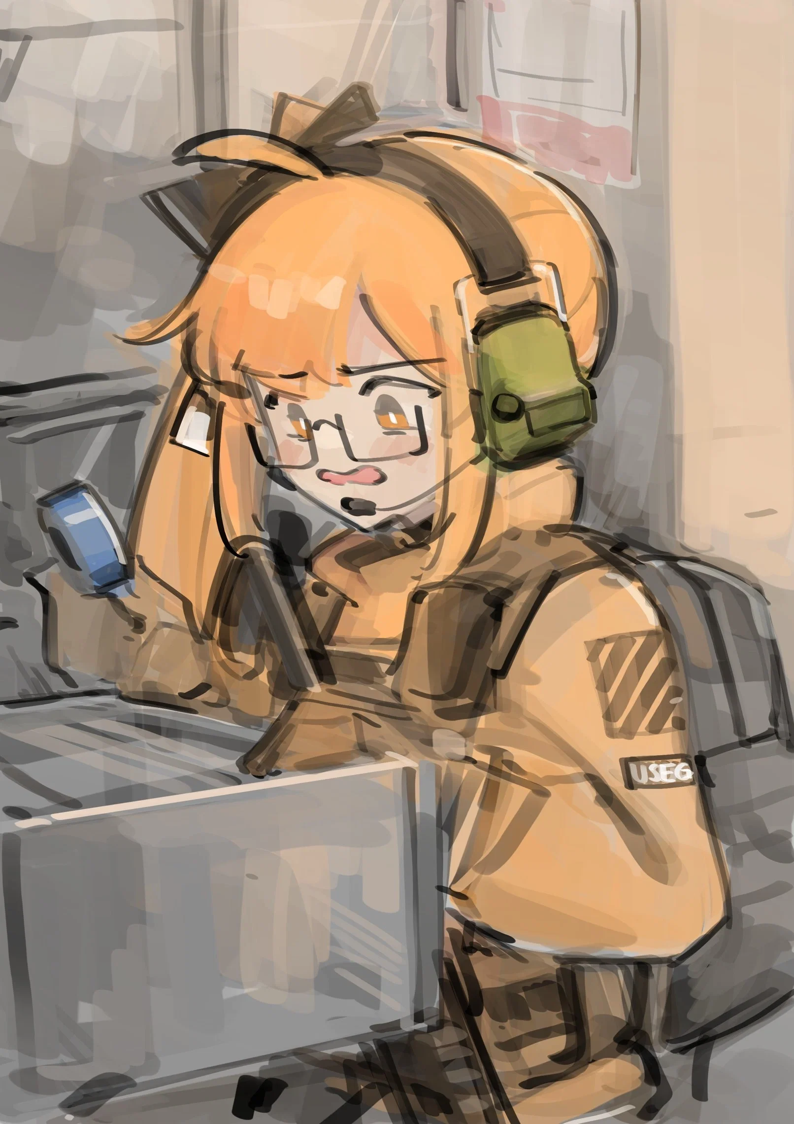 Nana looking at Filing cabinets grabbing random junks to find a stupid data drive
