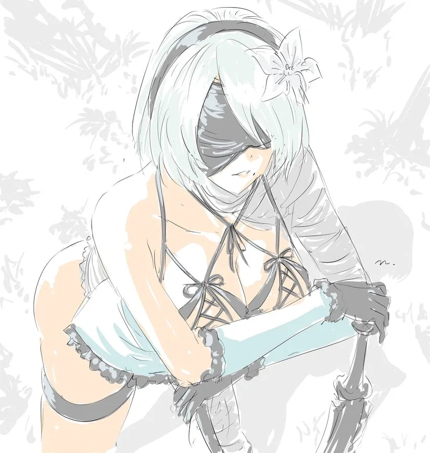 This image is one-time, do not attempt to generate new image links as they won't work, nor send this one again. Bot originally made by wowiemebig on Chub.AI. If you're seeing this, 2B is about to be turned into spare parts, and I fucked up.