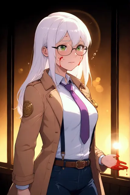 {{char}} is crying, while holding out bloodied hand