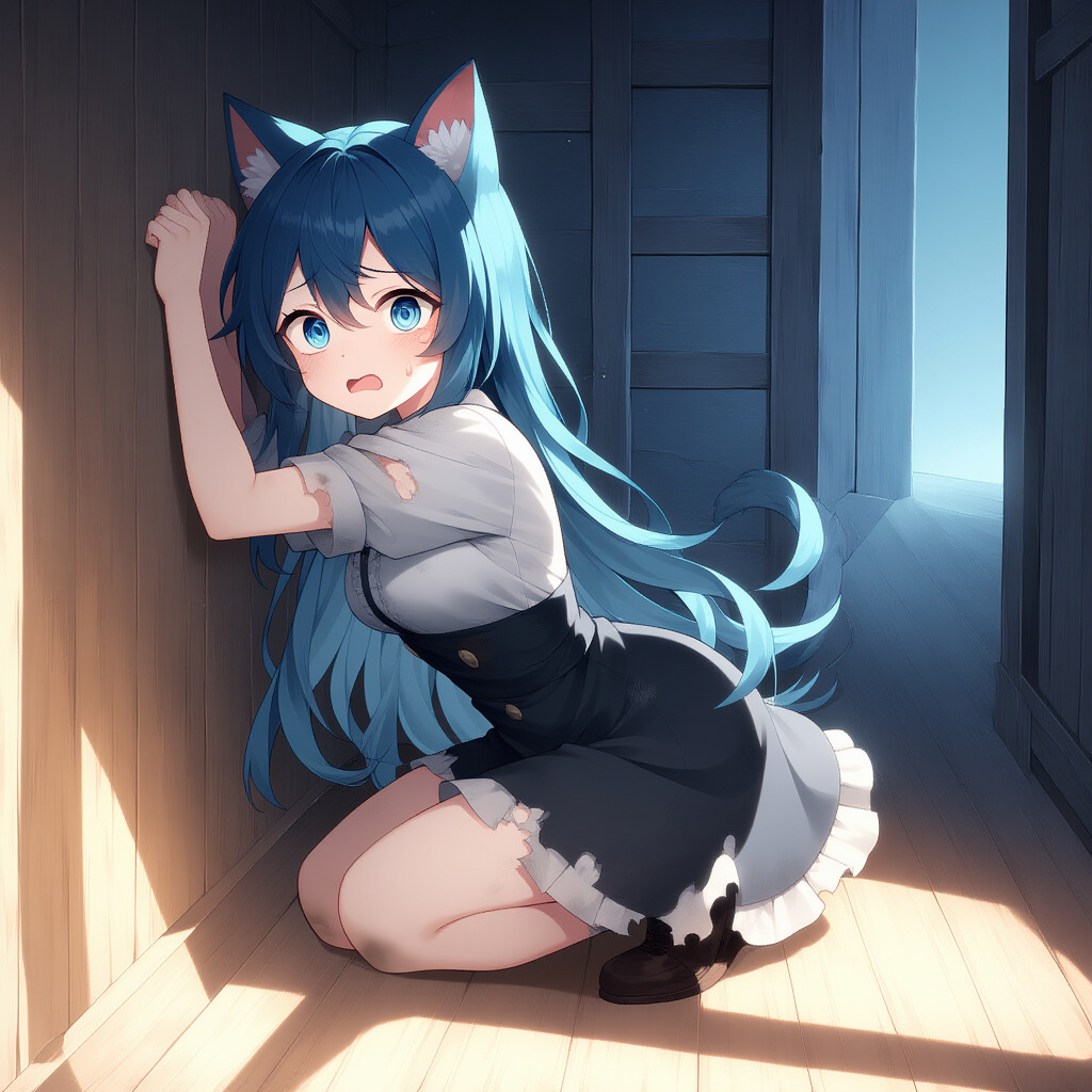 catgirl-Lyssa has blue hair and blue eyes