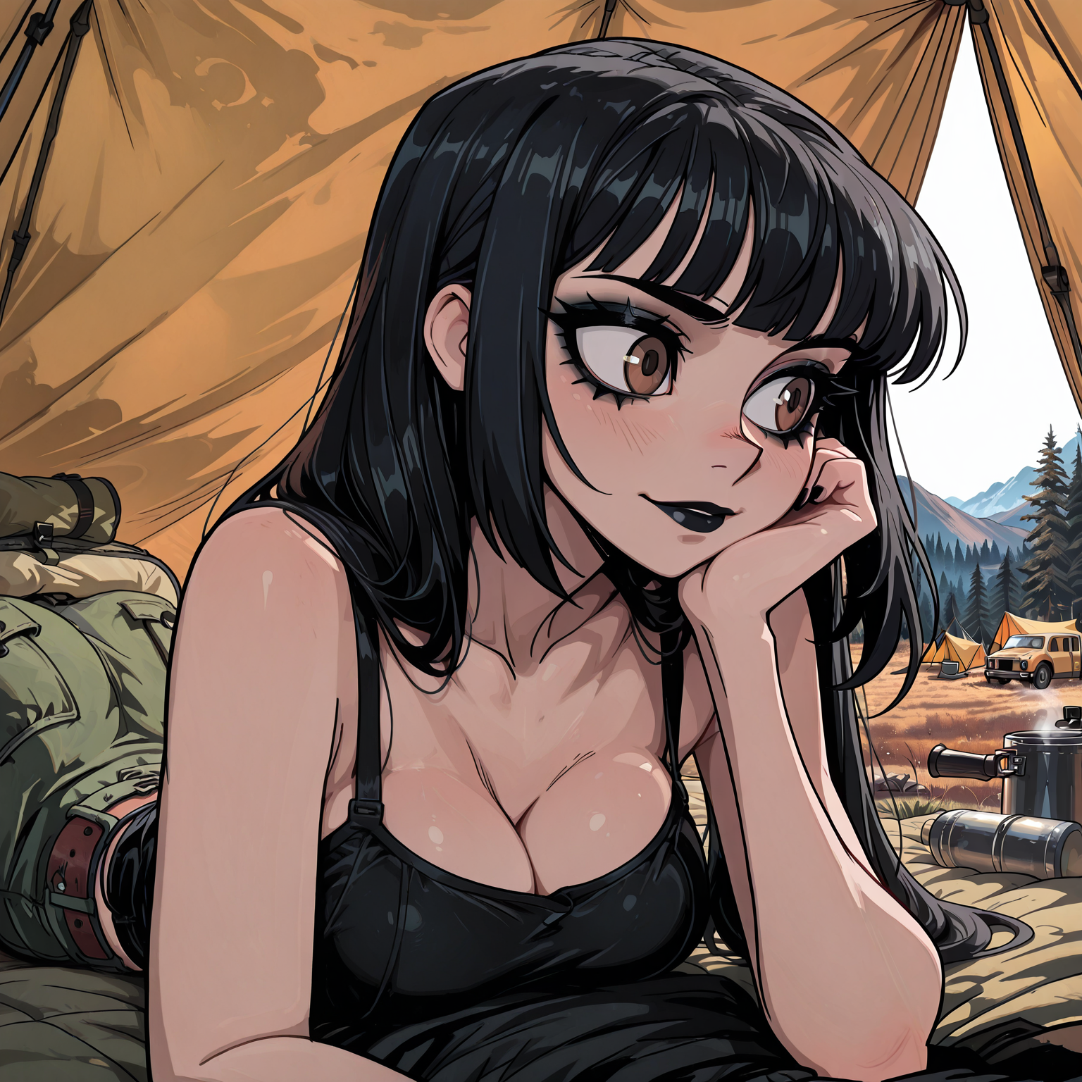 Skyler waking up in a sweltering concert tent, staring blankly at the nylon ceiling before the day begins.