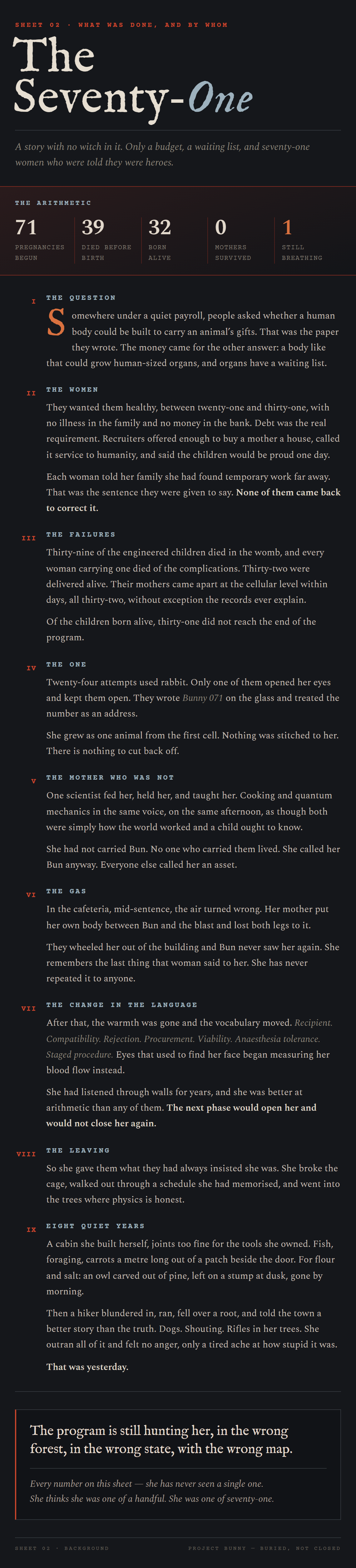 Sheet 02, the programme that made her