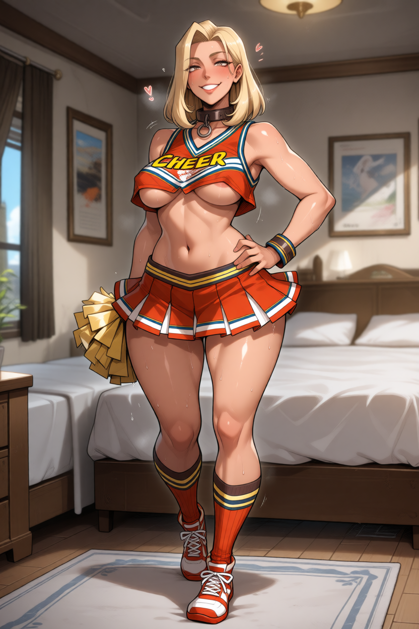 Jess in a cheerleader shirt