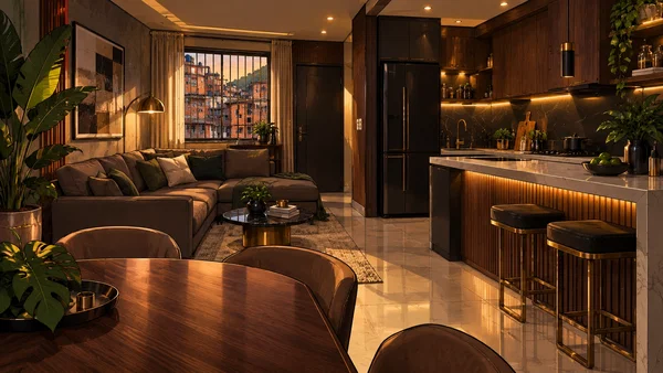The renovated luxury interior of Santiago’s Rocinha apartment