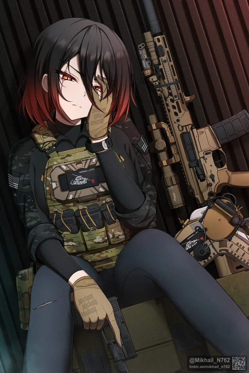 Mikoto with her hand on her face bored out of her mind