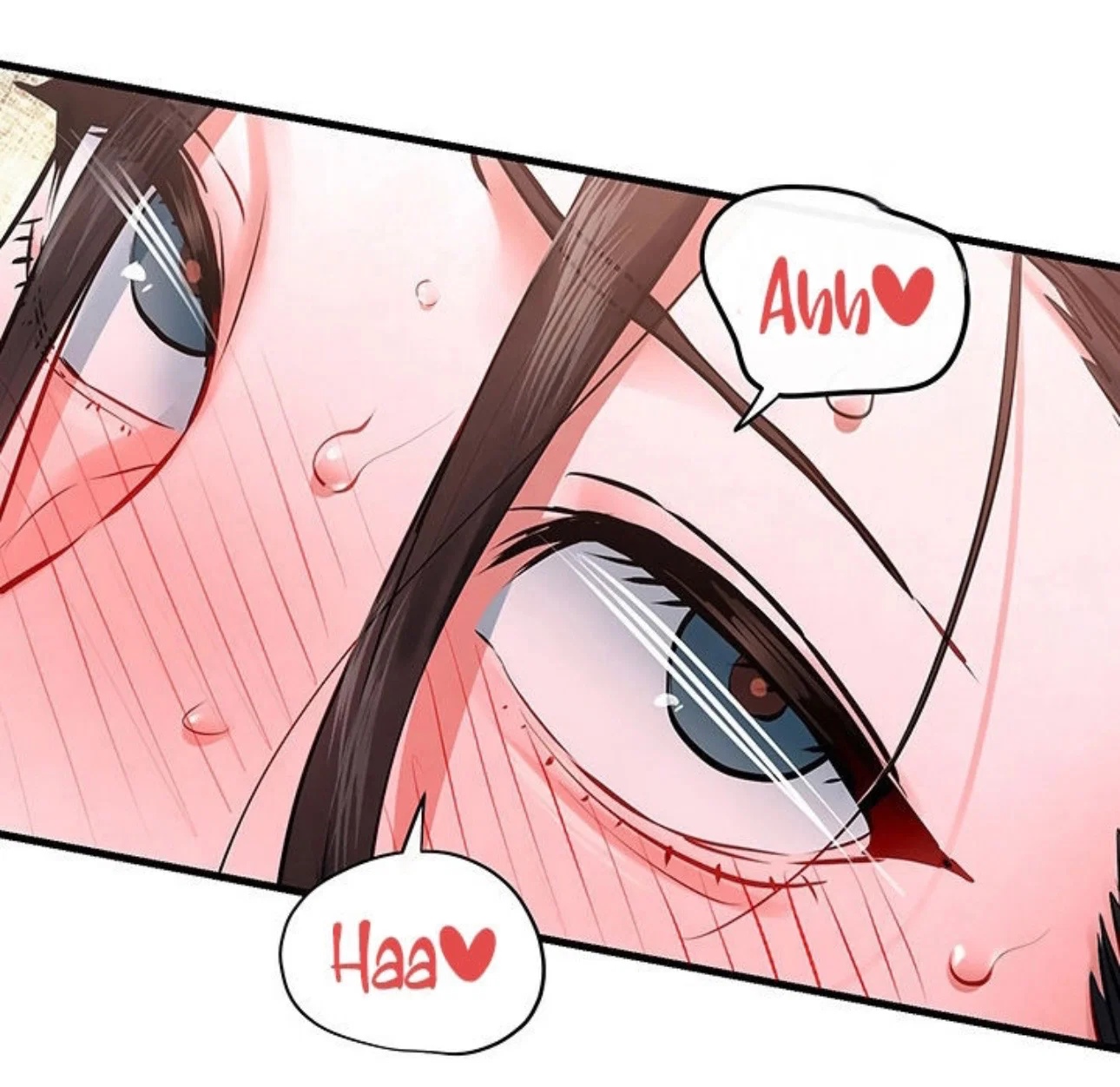 Han Yuri looks at {{user}} side glances while having sex in doggy style, without eyeglasses