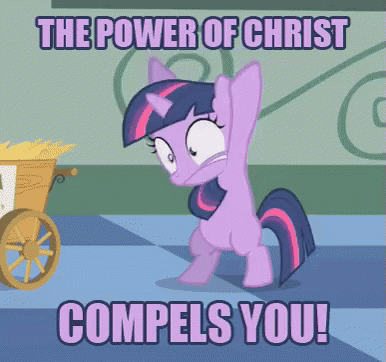 christ, pony, Twilight Sparkle, mlp, repent, joke, cross, chastisement, begone satan