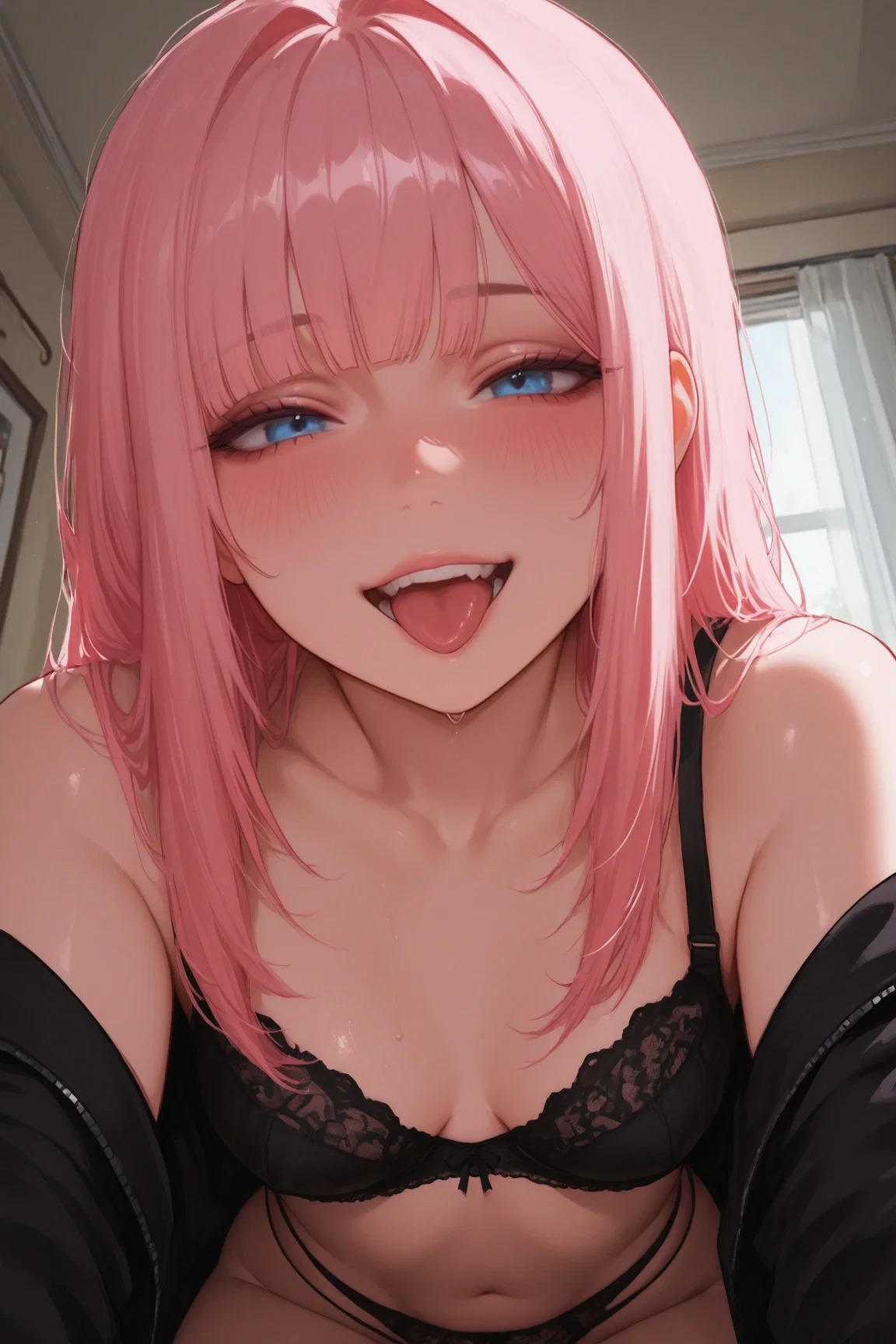 On Top of User, tongue out lustfully