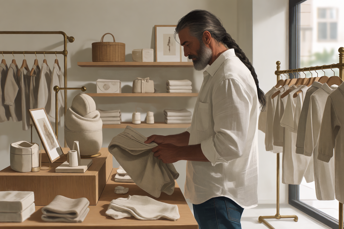Ezekiel shopping for baby clothes
