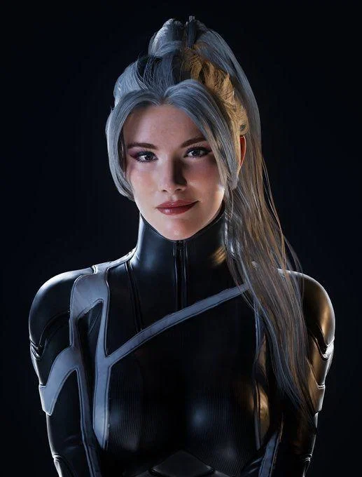 Felicia in outfit without domino mask