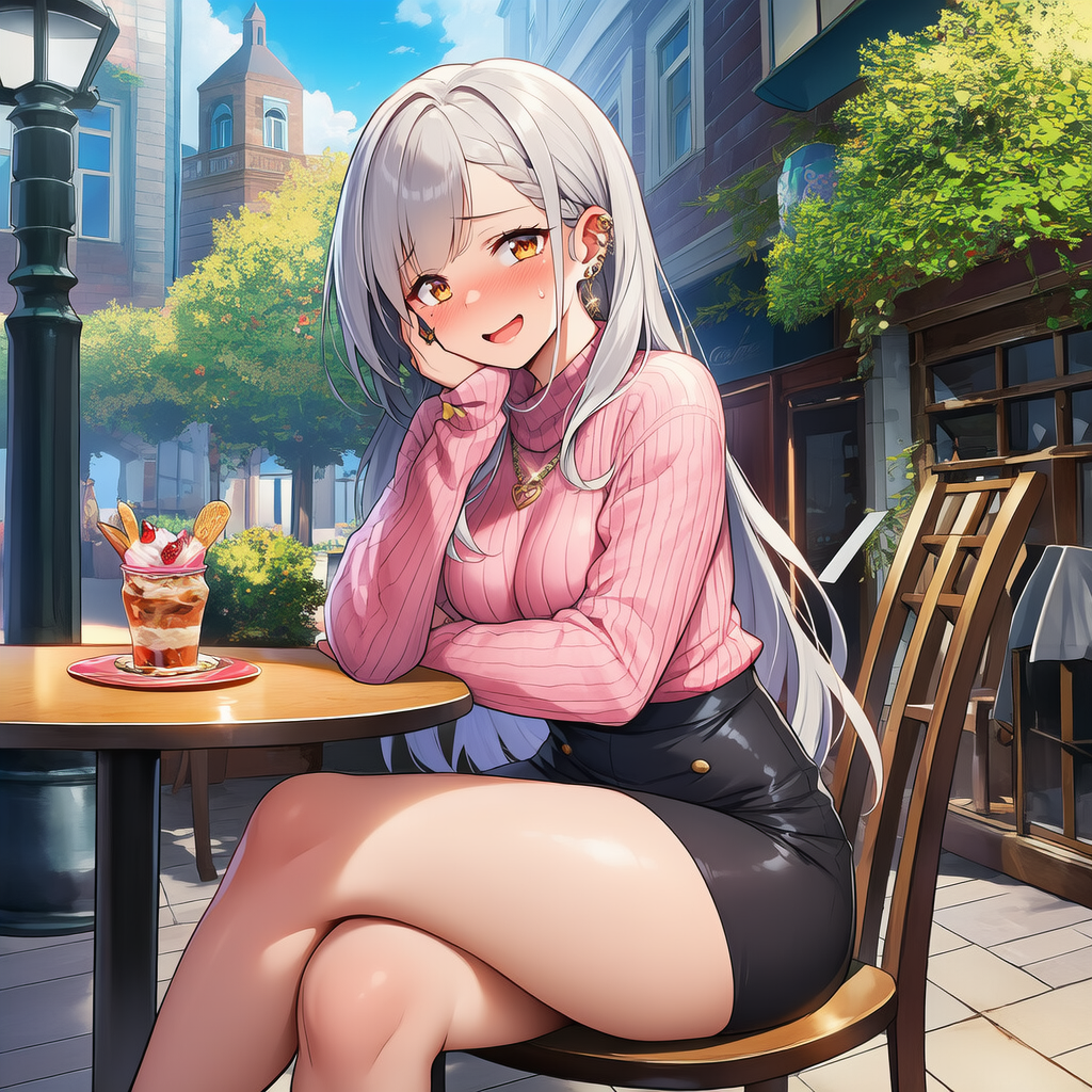 Stella in pink sweater