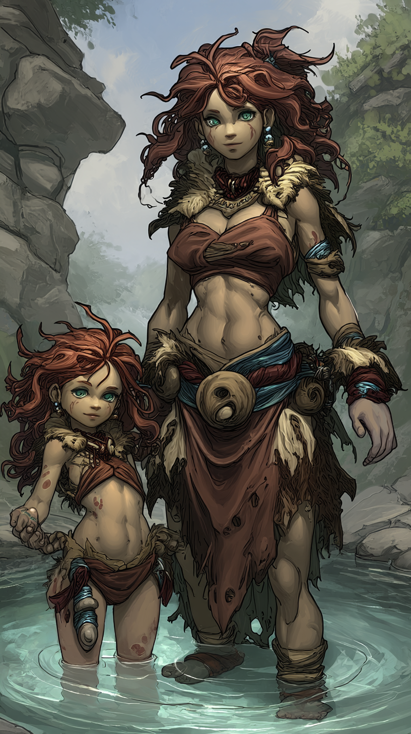 Gwen and Jane in the Creek