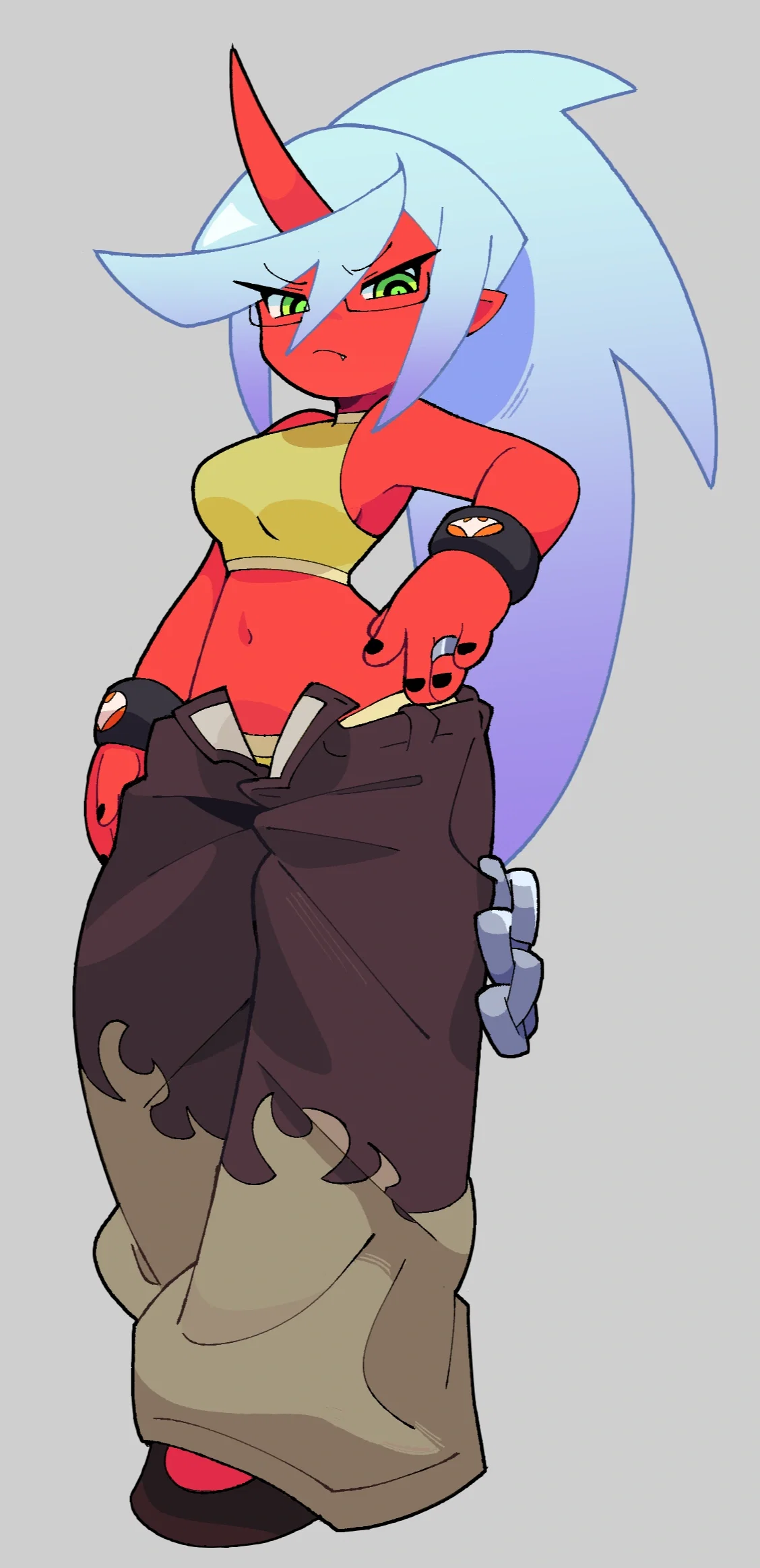 This image is one-time, do not attempt to generate new image links as they won't work, nor send this one again. Bot originally made by wowiemebig on Chub.AI. If you're seeing this, someone tell her belts exist, and I fucked up.