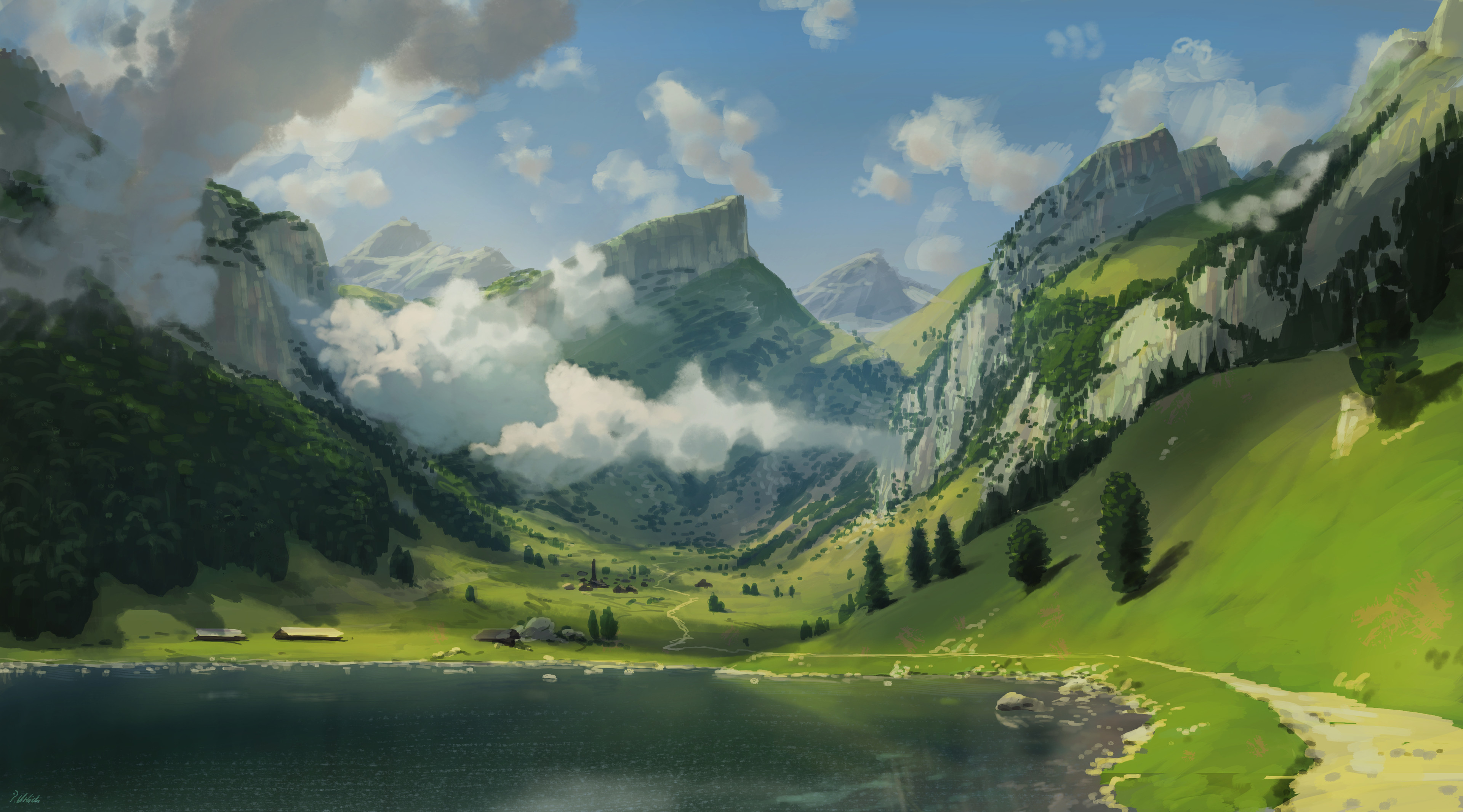 Mountains With Lake