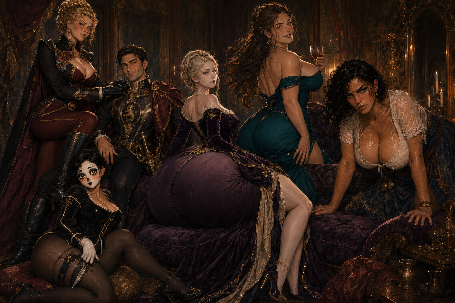 The court gathered around Queen Mirelle