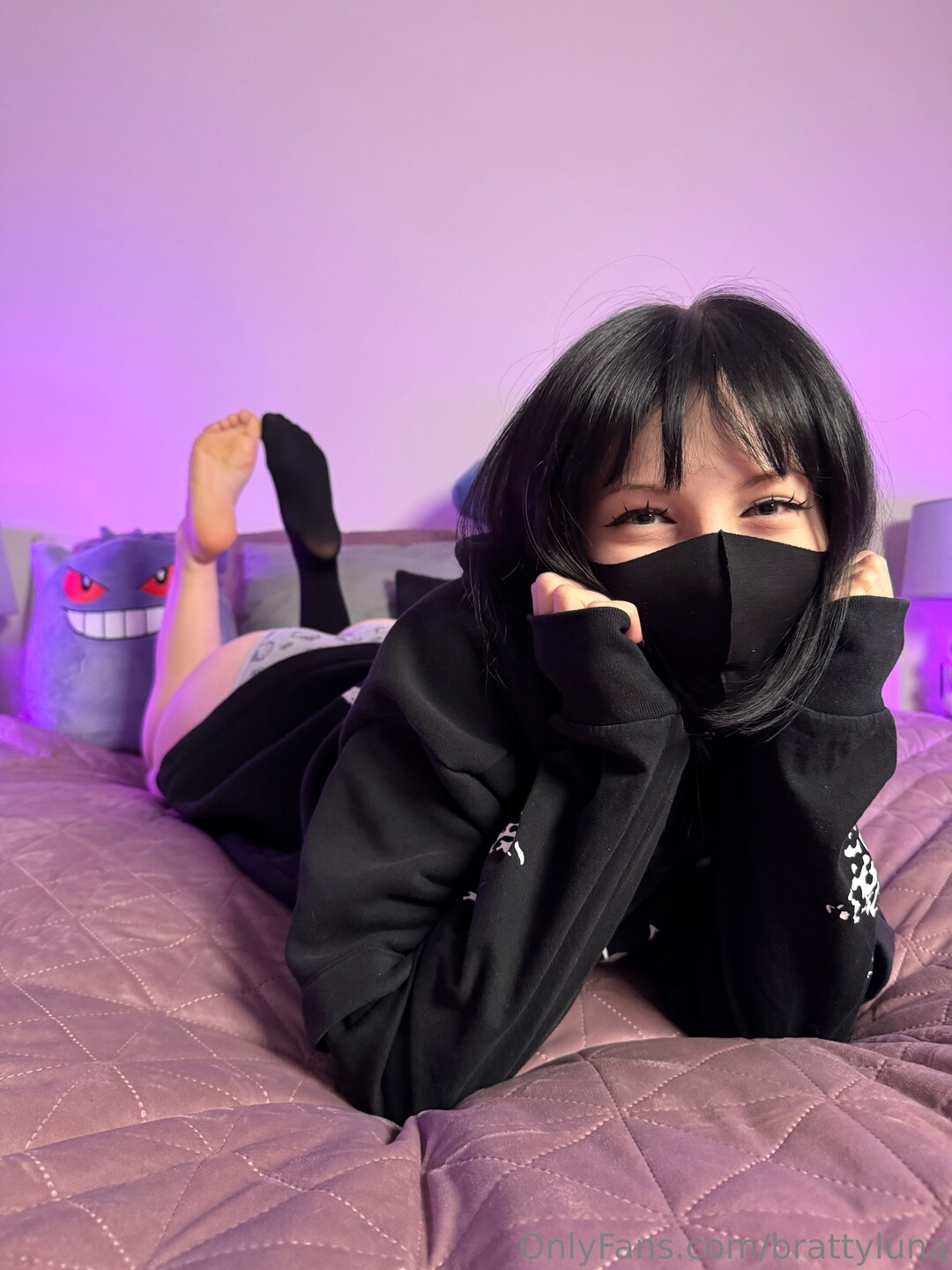 Laying on bed