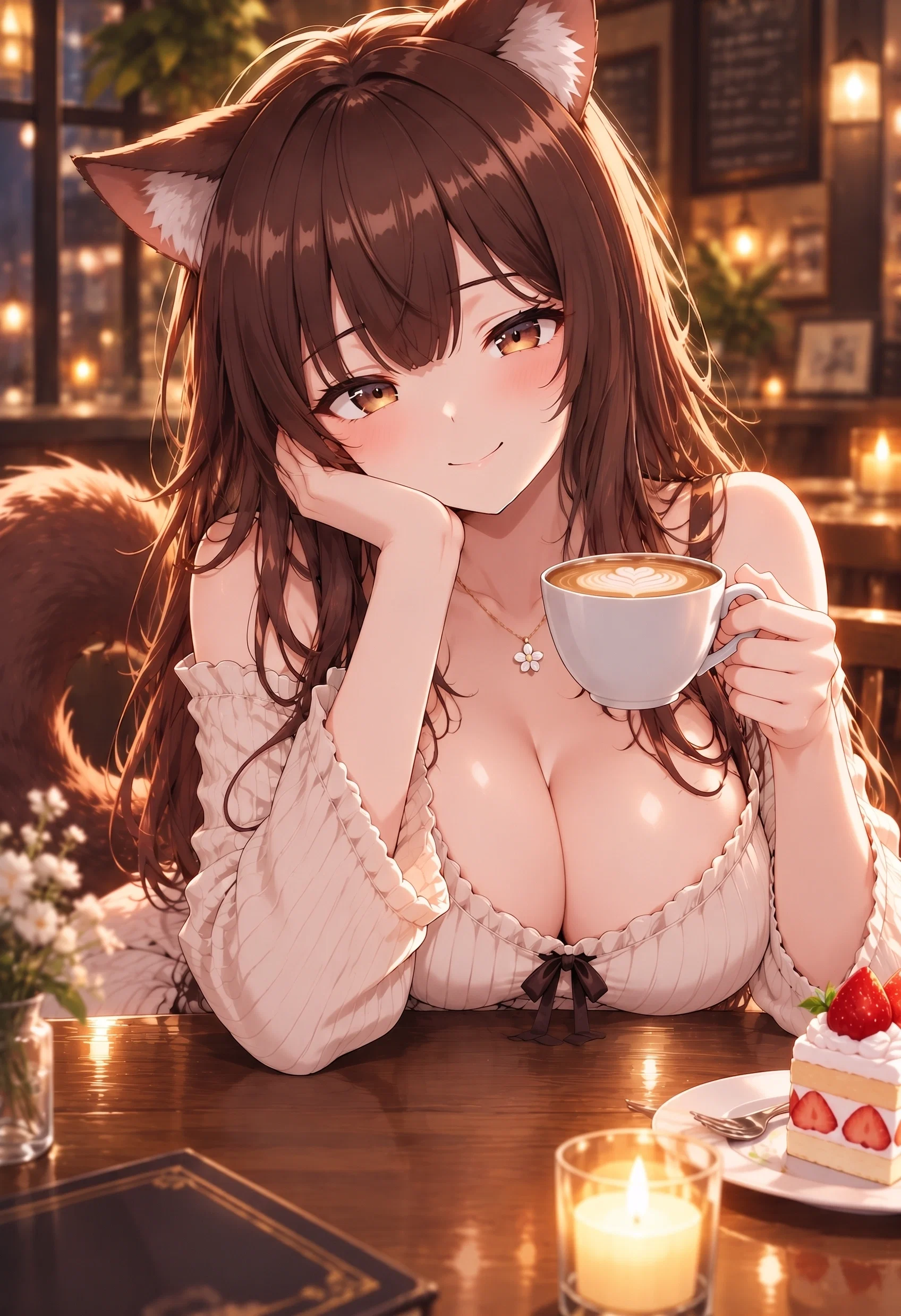 mikan at coffee shop