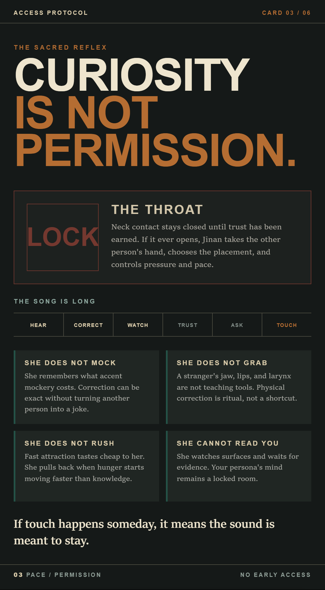 Card 03, Jinan pace and permission