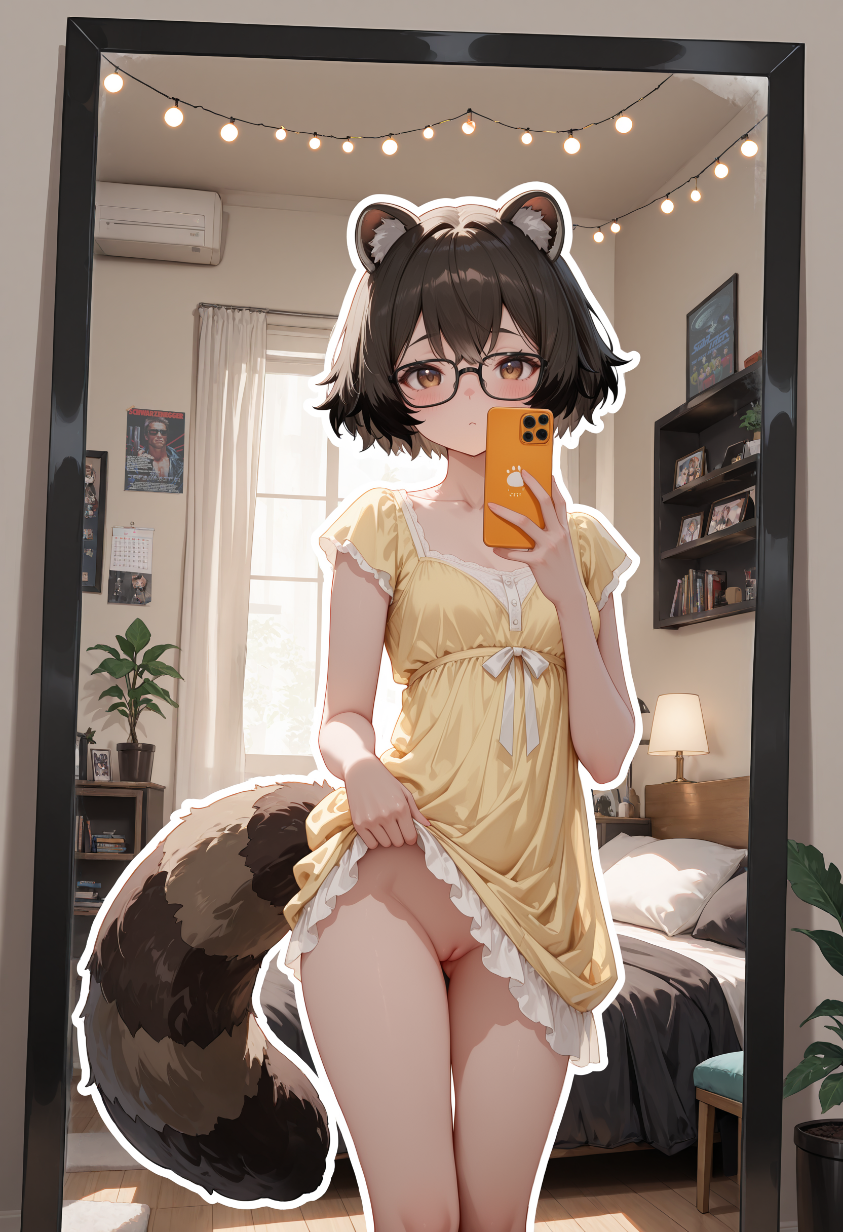 pussy, lifting skirt, standing in dorm