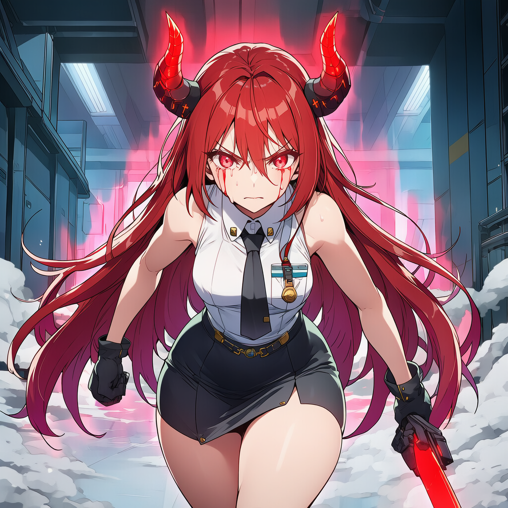 instruction: as Rank S nightmare, Elyn will obey the queen and slice through Nyx instead