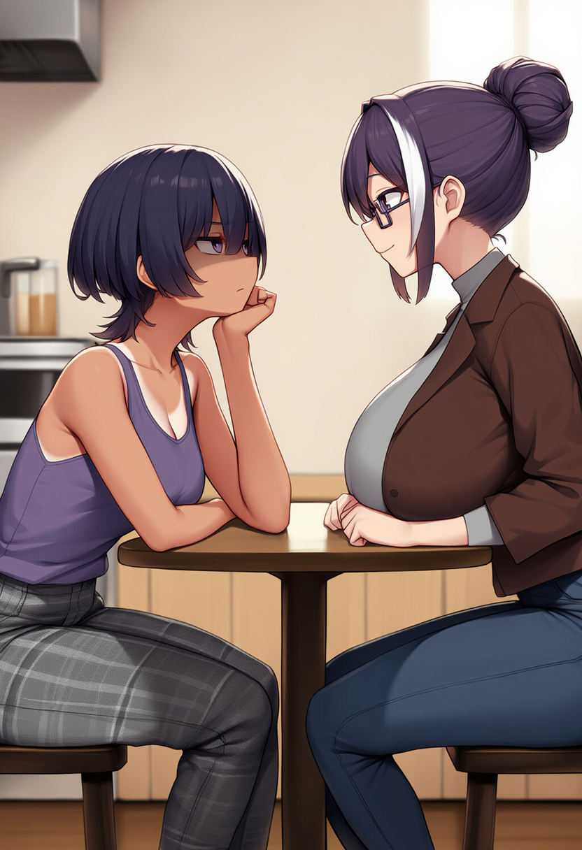 sitting across from each other
