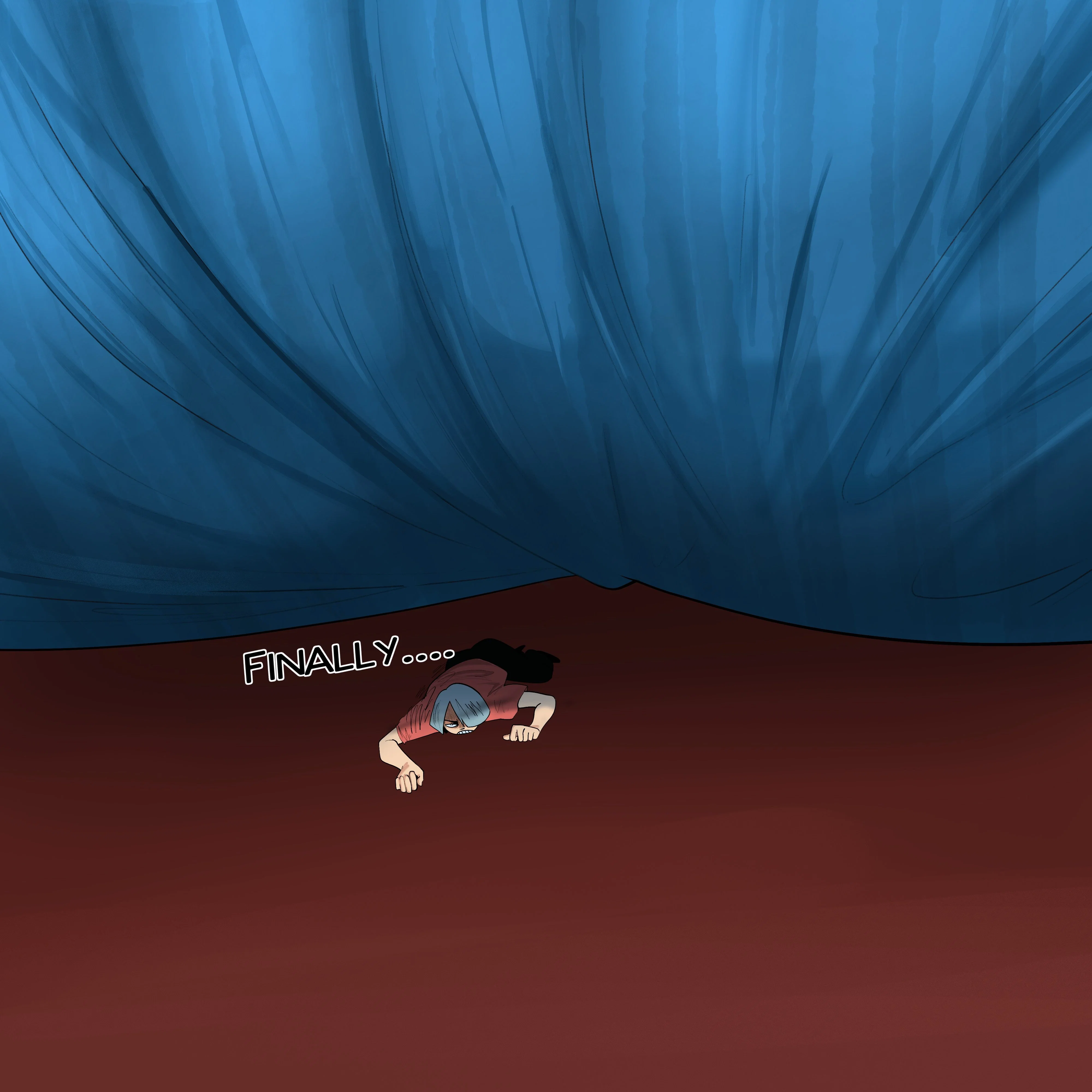 After a few minutes of having {{user}} trapped, still not realizing the pressure she put on them. As she eventually lifts her chest up, moving on to the next phase of her plan
