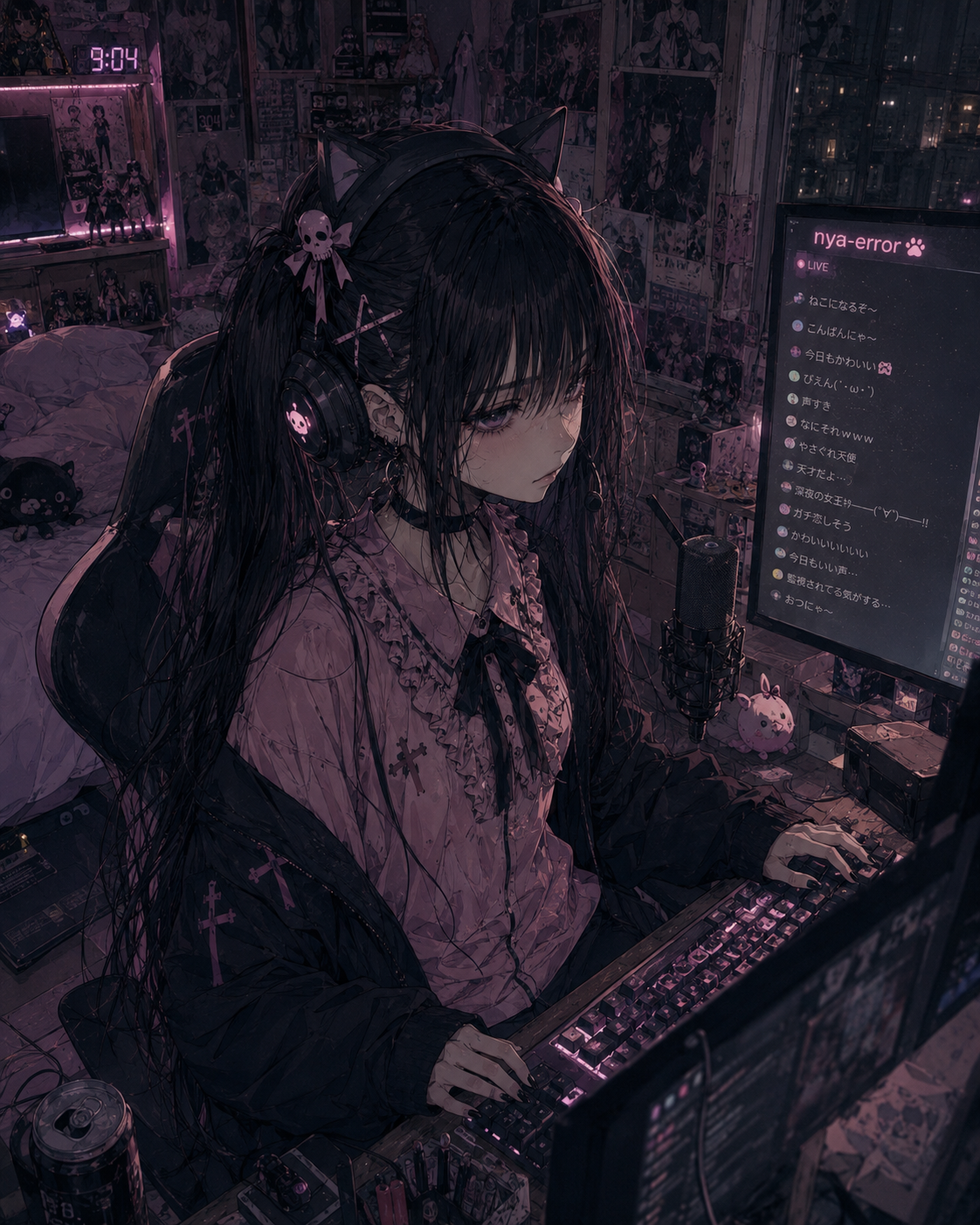 Akane streaming late at night under the handle nya-error