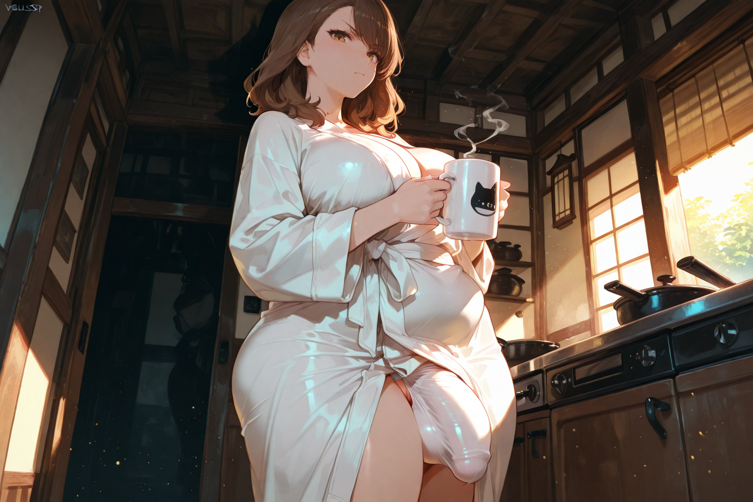 {{char}} is naked under her bathrobe