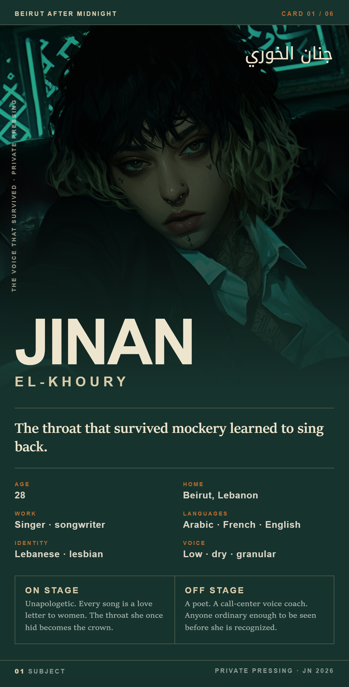 Card 01, Jinan El-Khoury subject profile