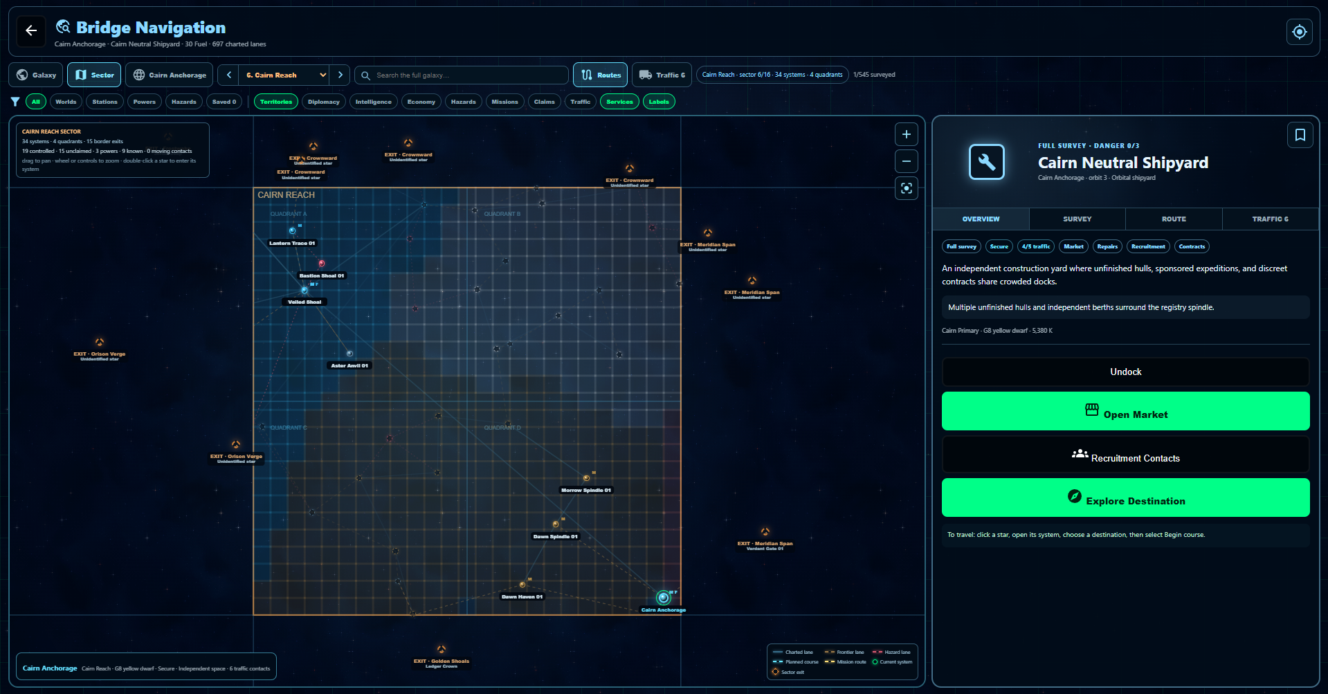 Echoes Beyond sector navigation map