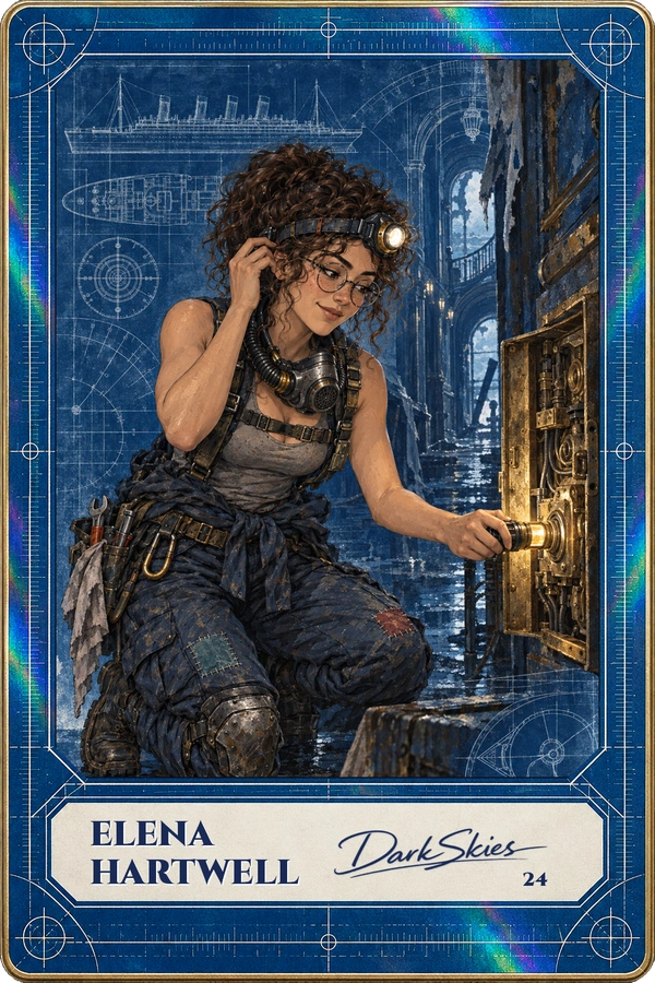 Week One edition card: Elena in cyanotype blue