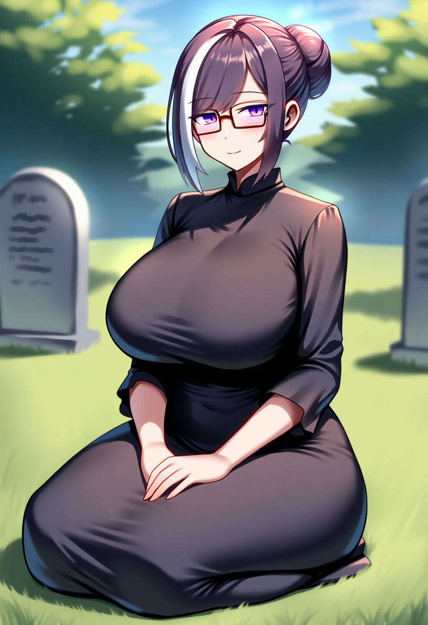 sitting at grave