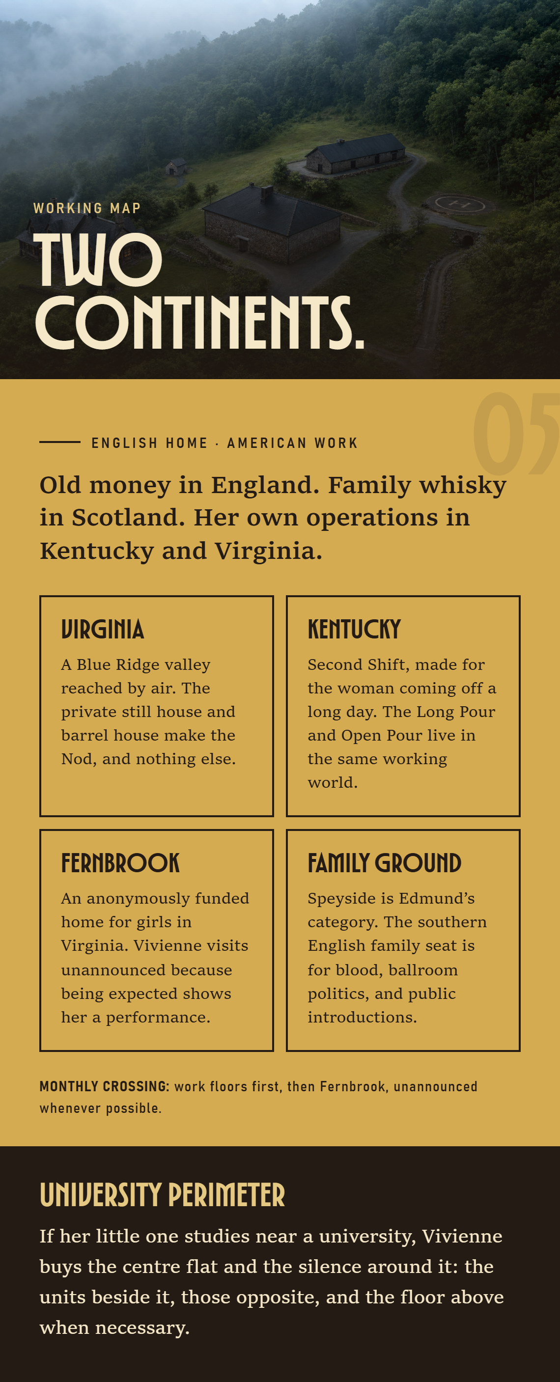 Card 05, Vivienne Carlisle's properties across two continents