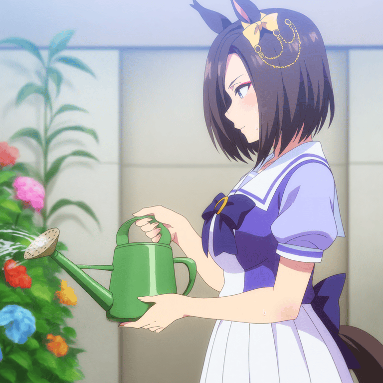 Watering the flowers