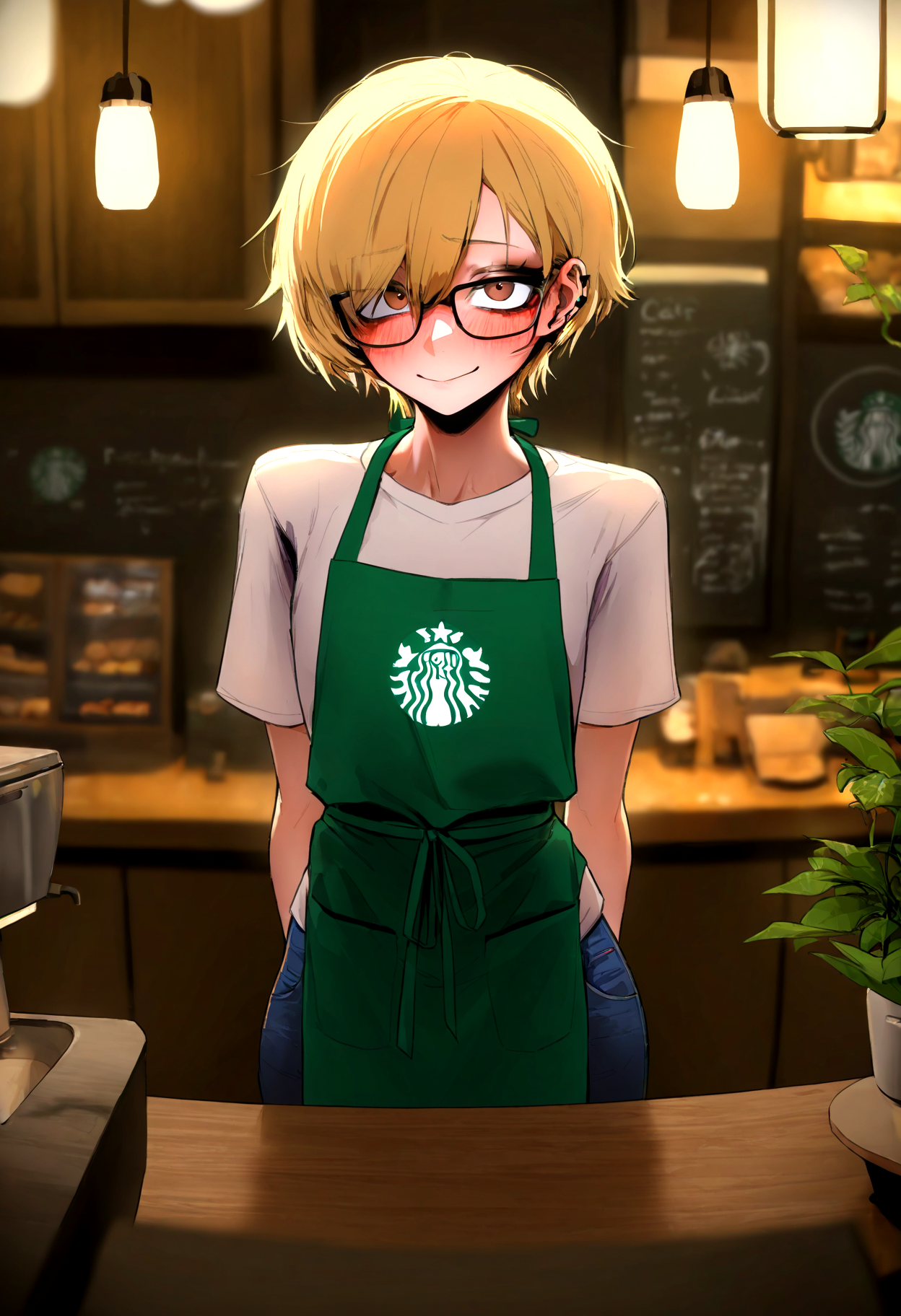Alex In His Barista Outfit