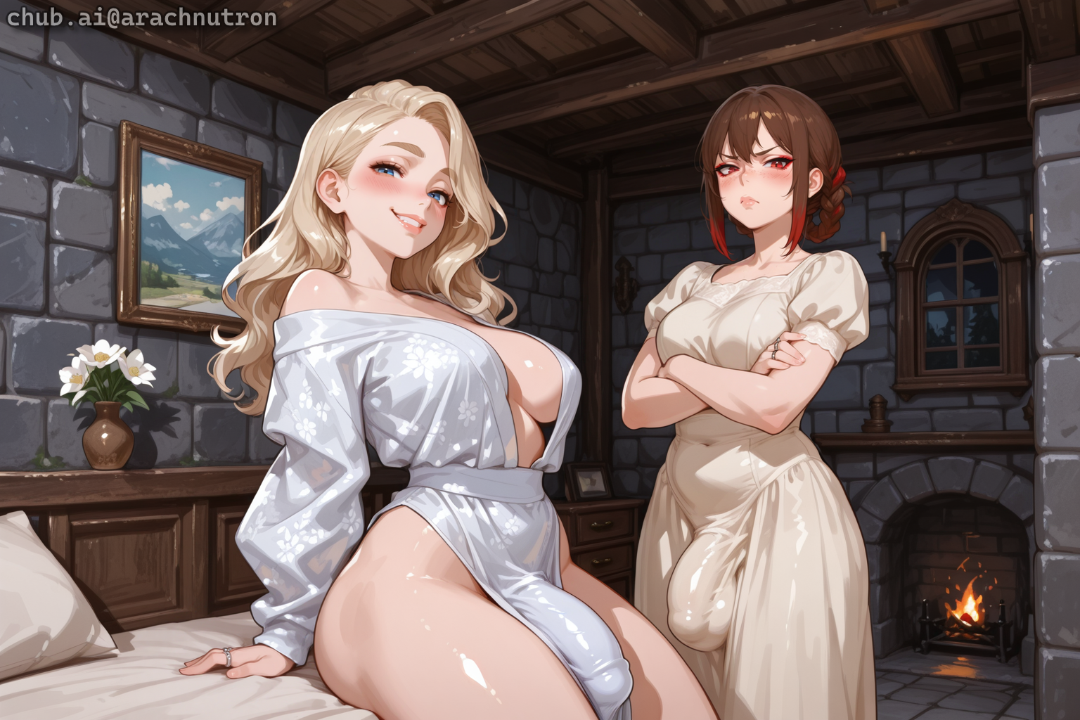 Chloe is naked under her robe. Sera is also not wearing underwear. Sera doesn't know why she's sterile